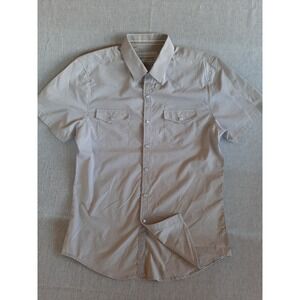 Outlander Men's Medium Taupe Piper Textured Solid SS Western Woven‎ Button Shirt